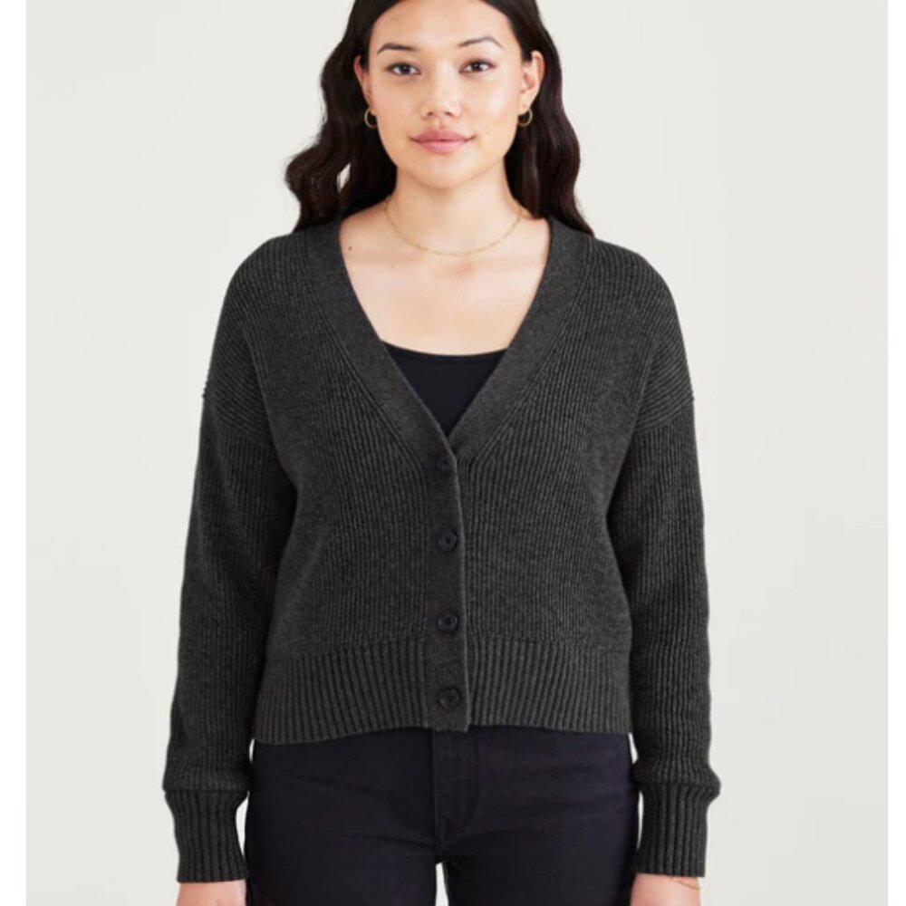 Dockers Gray Cropped Cardigan Relaxed fit Size Medium